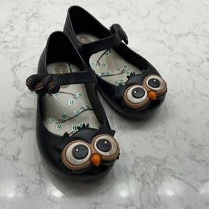 Mini Melissa black Owl shoes, Size 7 US / 22-23 EU
